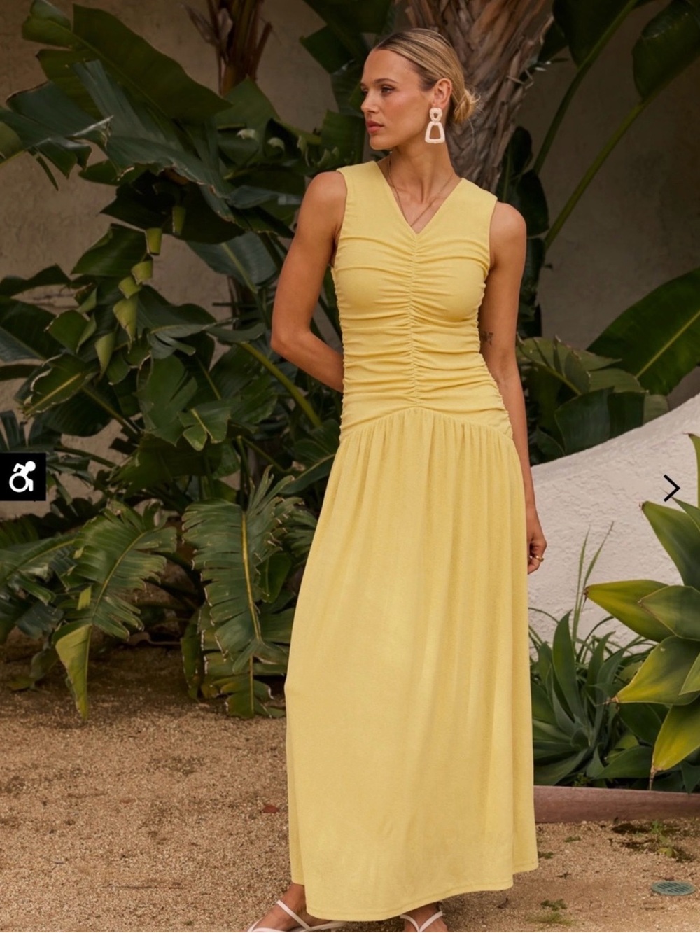 Kandi Ruched Maxi Dress in Yellow XS